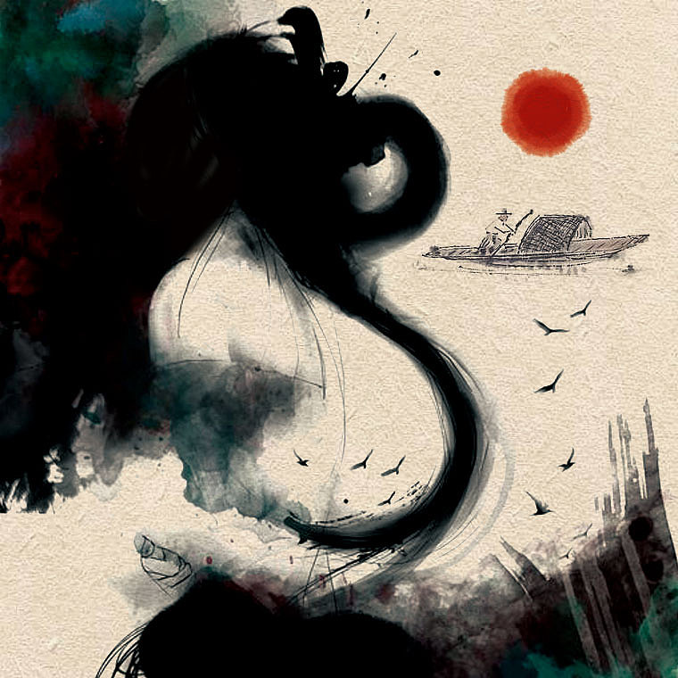 一日一山一舟，极简的水墨山水画（图ZMTk1MDQxODQ0） - 绘画 - 站酷设计师创e派原创素材 - 站酷ZCOOL