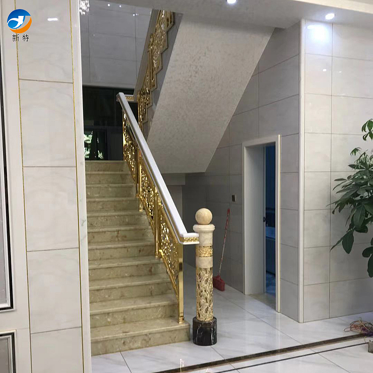 铜雕刻楼梯护栏 弧形扶手安装步骤