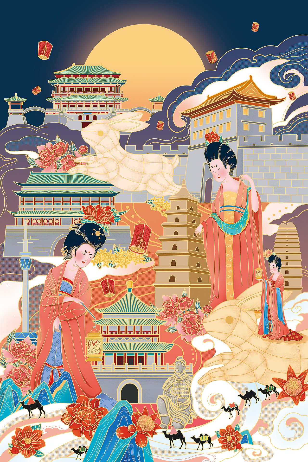 明月夜-中秋礼盒插画（图ZMjM0OTkxMTE2） - 商业插画 - 站酷设计师crayon小菠萝原创素材 - 站酷ZCOOL