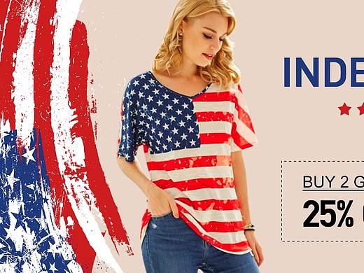 跨境电商服装女装海报美国独立日活动banner