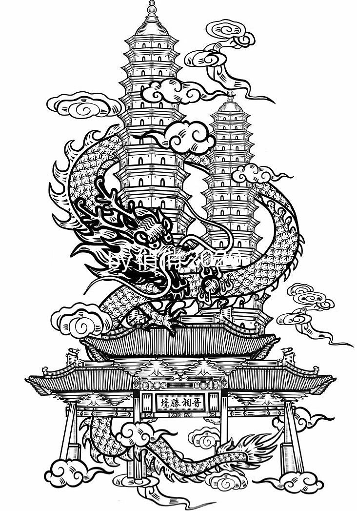 和正德堂合作的酒包装插画画