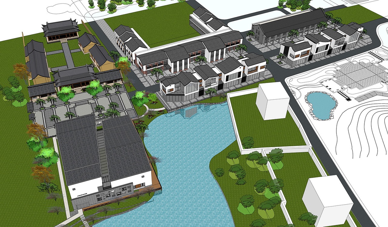 中式纪念馆商业街SU模型下载（图ZMjcxODk1OTg4） - 建筑设计 - 站酷设计师素模网原创素材 - 站酷ZCOOL