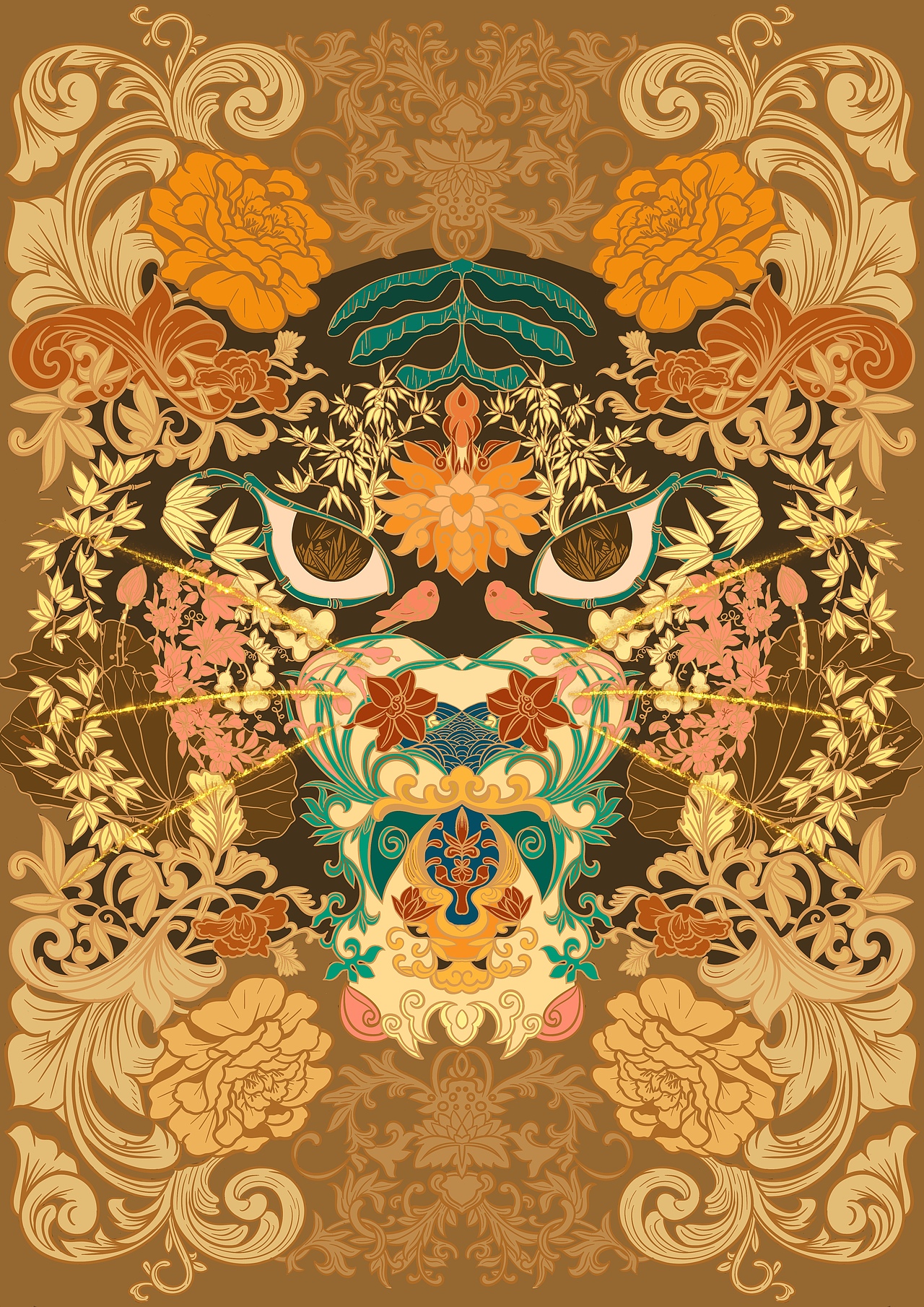 传统纹样在设计 虎年插画（图ZMzA5NzkzODA4） - 图案 - 站酷设计师晒太阳的老爷爷原创素材 - 站酷ZCOOL