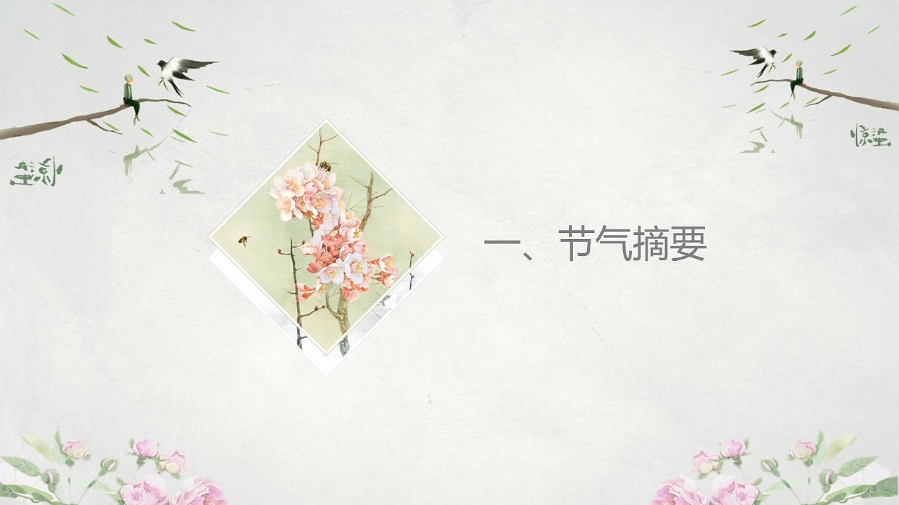 中国风二十四节气惊蛰节气PPT简介模板