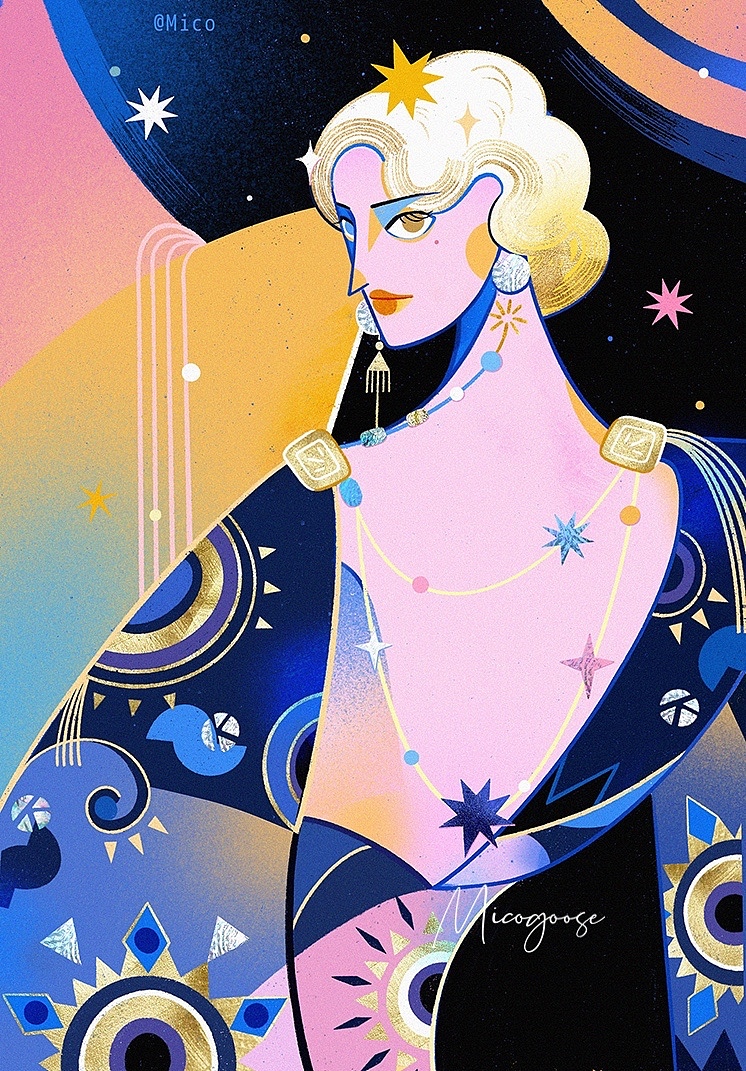 画个BlingBling复古小姐姐