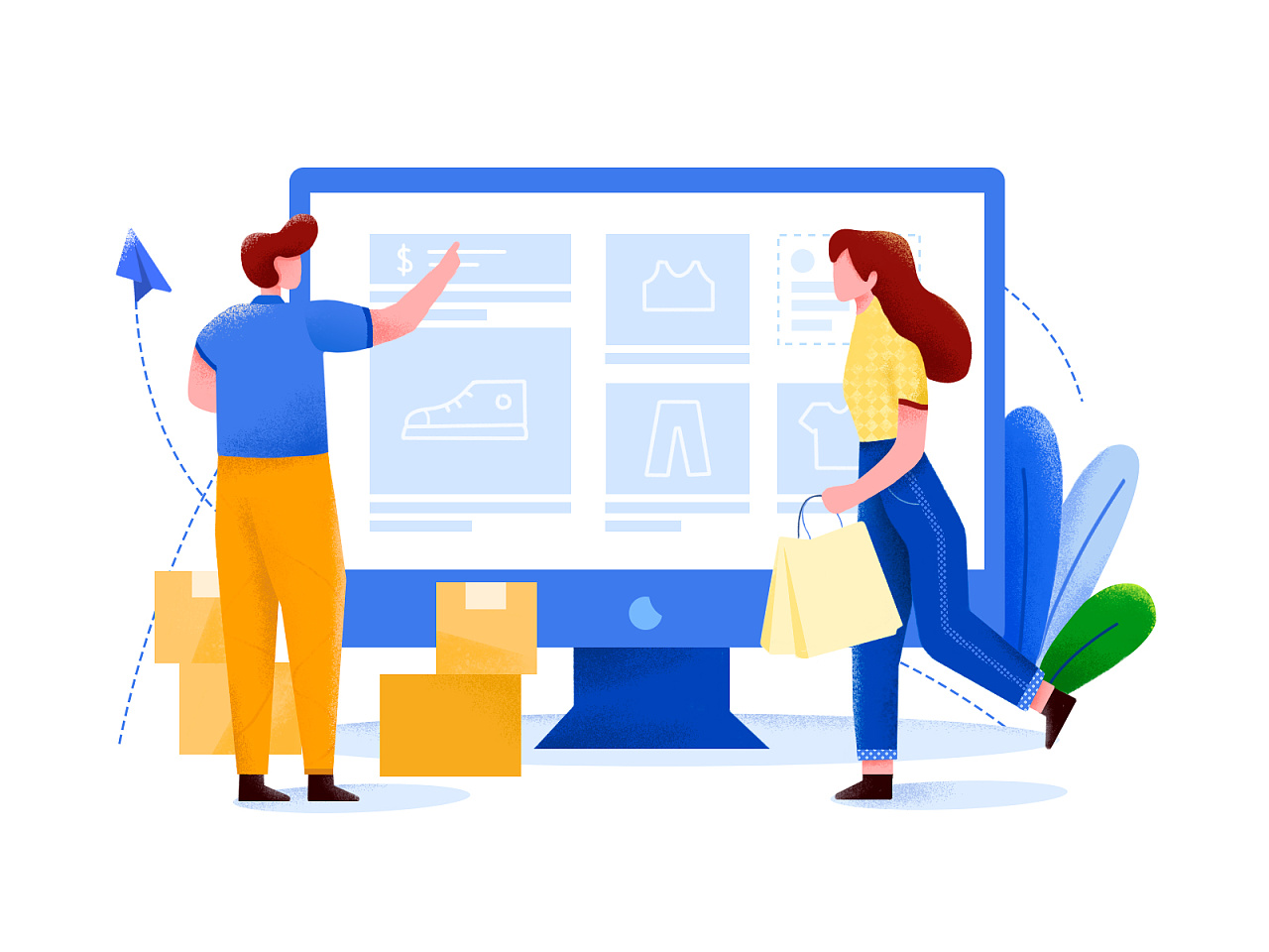 插画打卡——电商购物