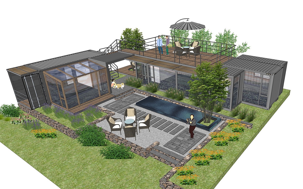 集装箱建筑SU模型下载（图ZMjYyMDU3MDM2） - 建筑设计 - 站酷设计师素模网原创素材 - 站酷ZCOOL