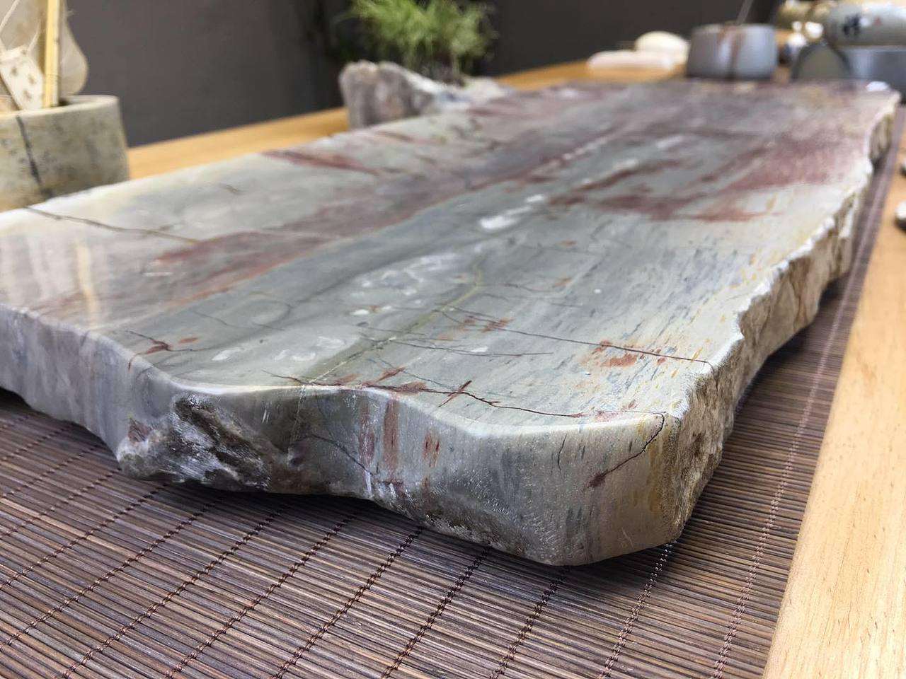 国画石茶盘——晚霞江津（图ZOTYzOTIzNjQ=） - 其他手工艺 - 站酷设计师卓工国画石原创素材 - 站酷ZCOOL