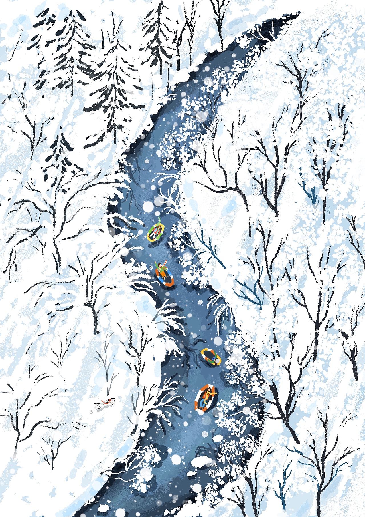 画的一组冬日氛围插画