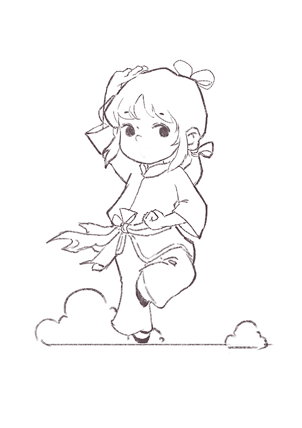 功夫小女孩某小姑娘因故没能参加六一演出六一儿童节那天南京/插画师