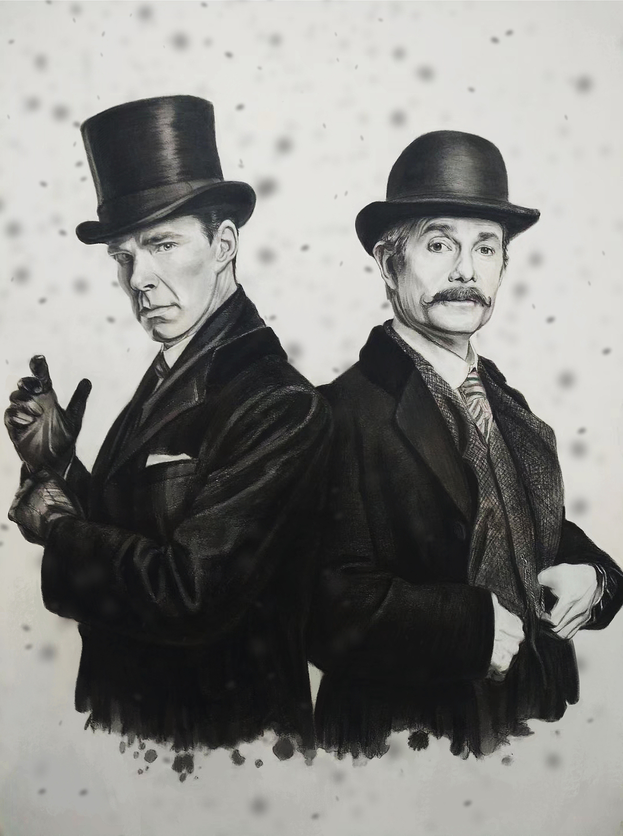 原创作品插画创作习作神探夏洛克福尔摩斯卷福素描人物康伯巴奇七翼