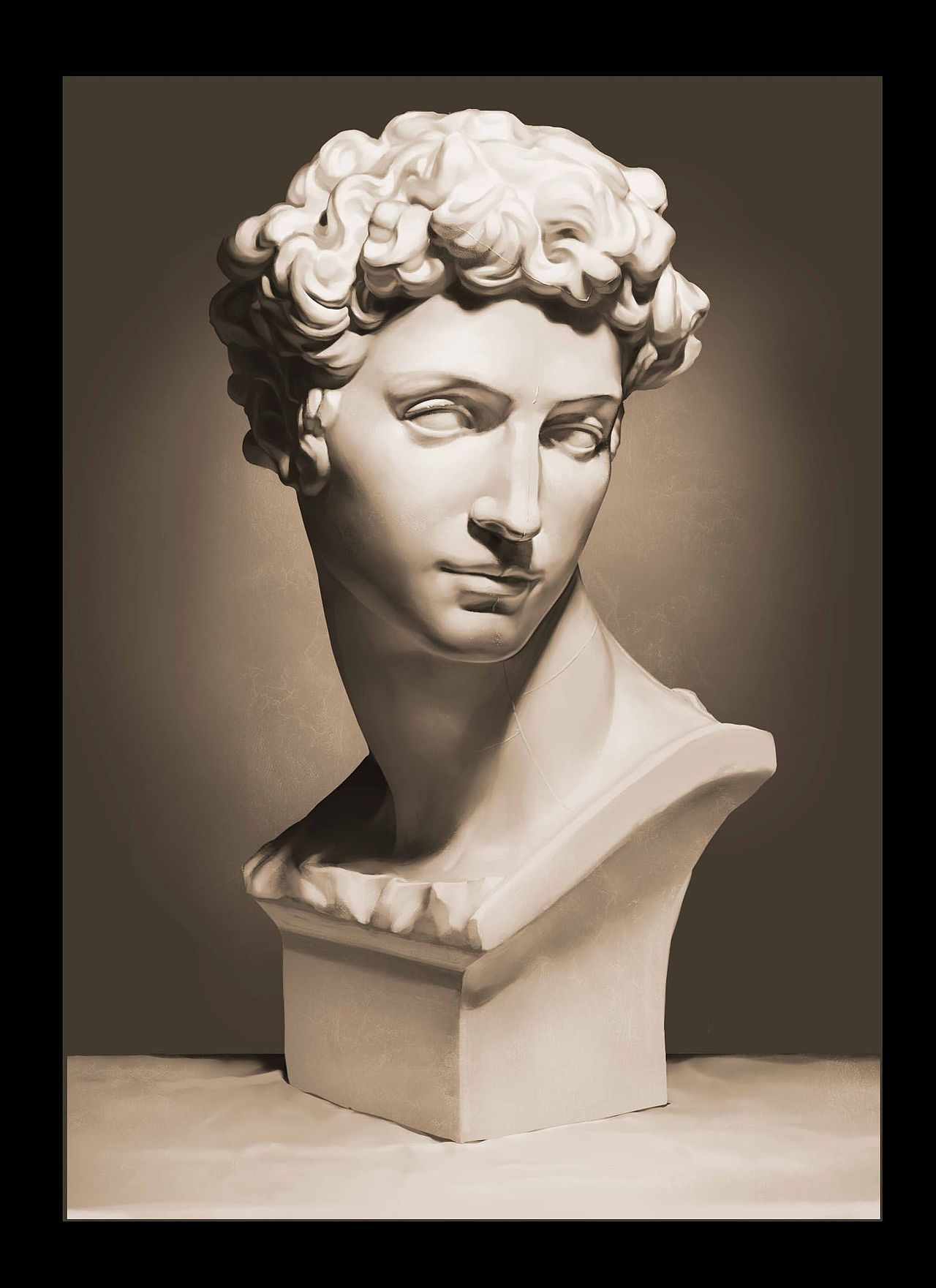 (娃他妈) 石膏像临摹练习