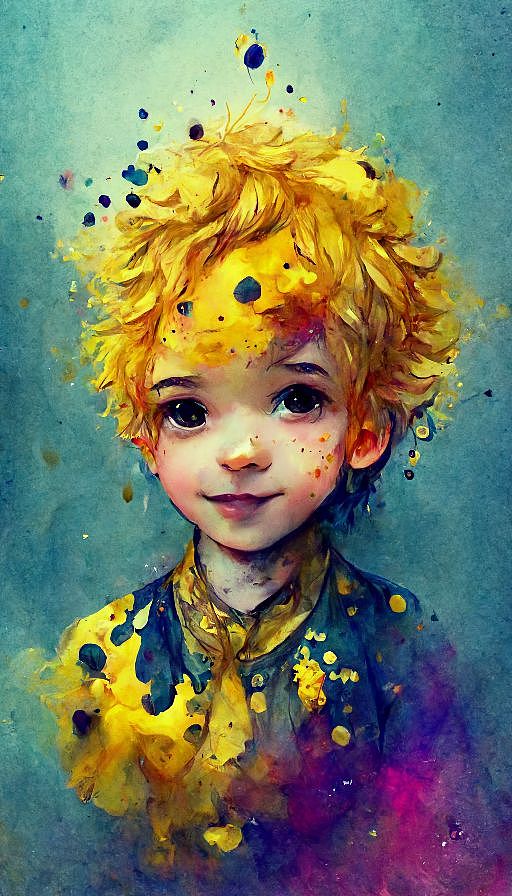 水彩风格的小王子