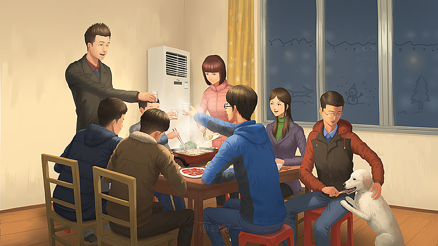 《宿舍吃火锅》