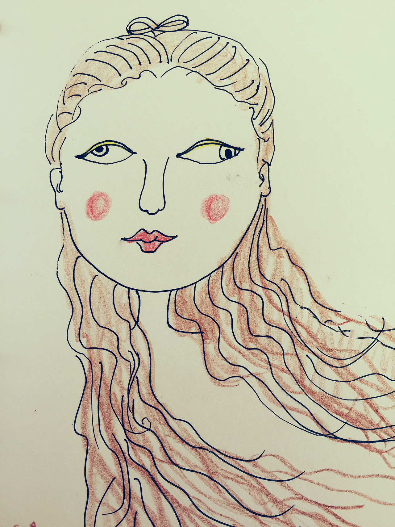手绘彩铅抽象女生