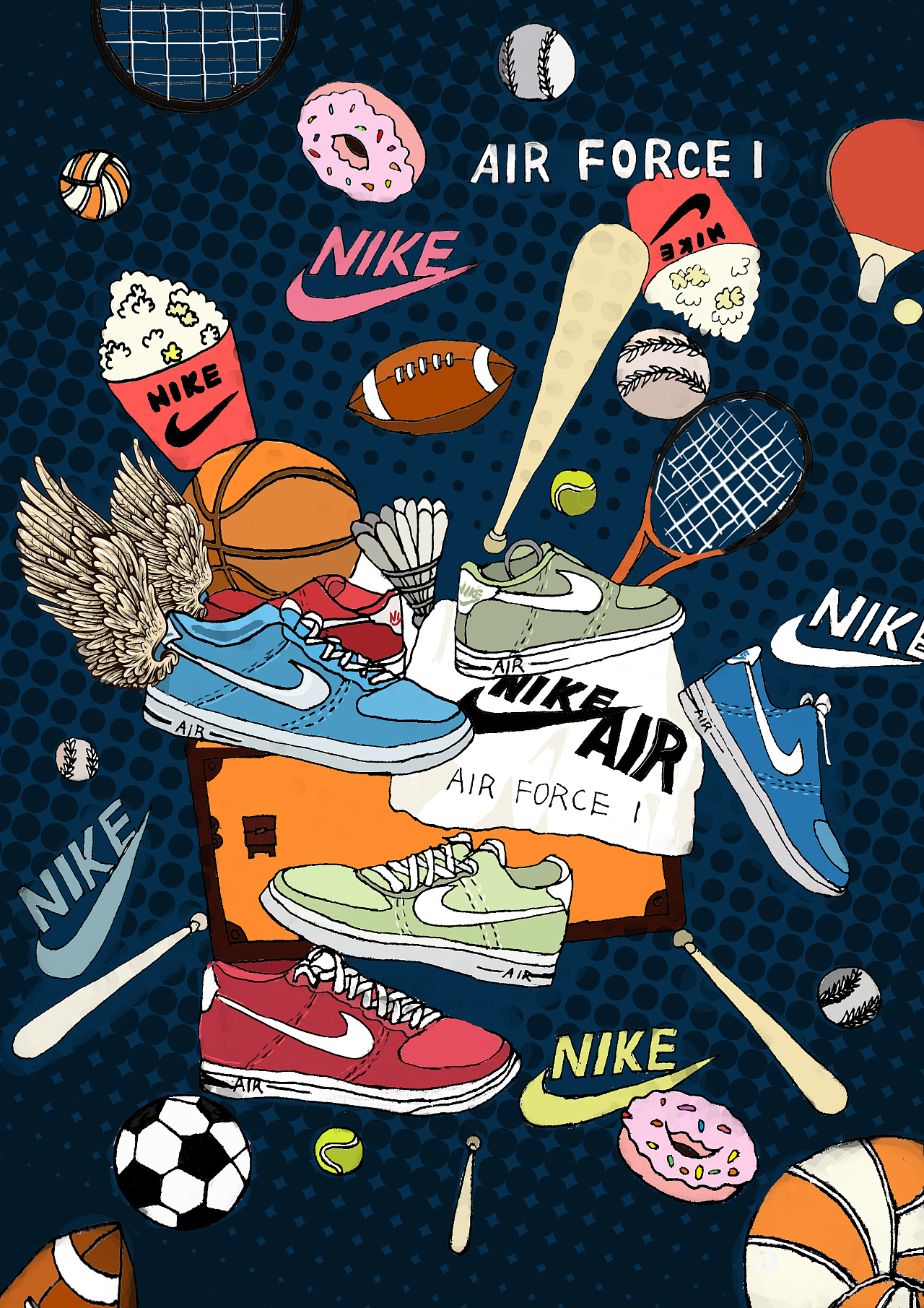 Nike球鞋插画|插画|涂鸦/潮流|Bin仔啦 - 原创作品 - 站酷 (ZCOOL)