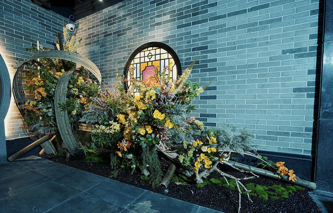 商业美陈|粤菜馆的中国风春节花艺软装