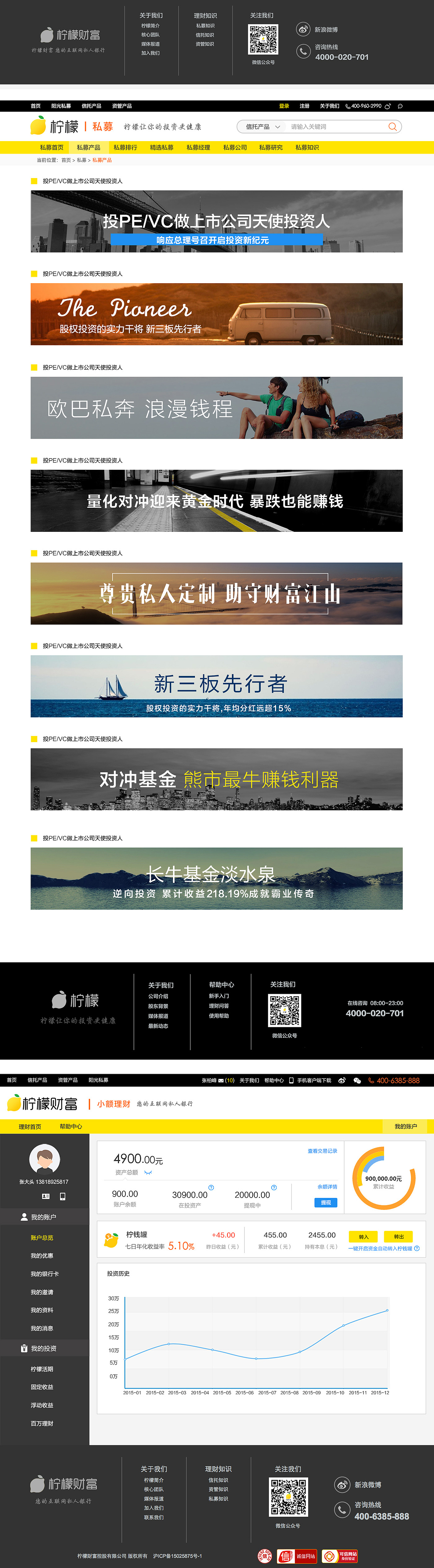 柠檬财富品牌网站官方网站界面设计