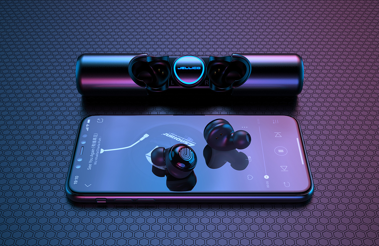 蓝牙耳机渲染（图ZMjAzNTA5Mzc2） - 电子产品 - 站酷设计师浅褐色的回忆原创素材 - 站酷ZCOOL