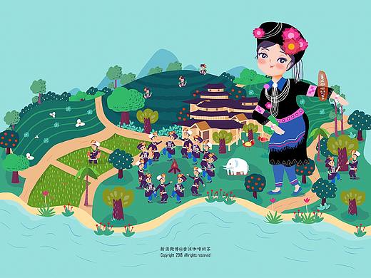 阿昌族民俗生活场景插画（两种风格尝试）