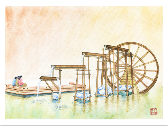 兰州水车园绘画图片