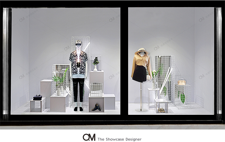 几何网格绿植橱窗