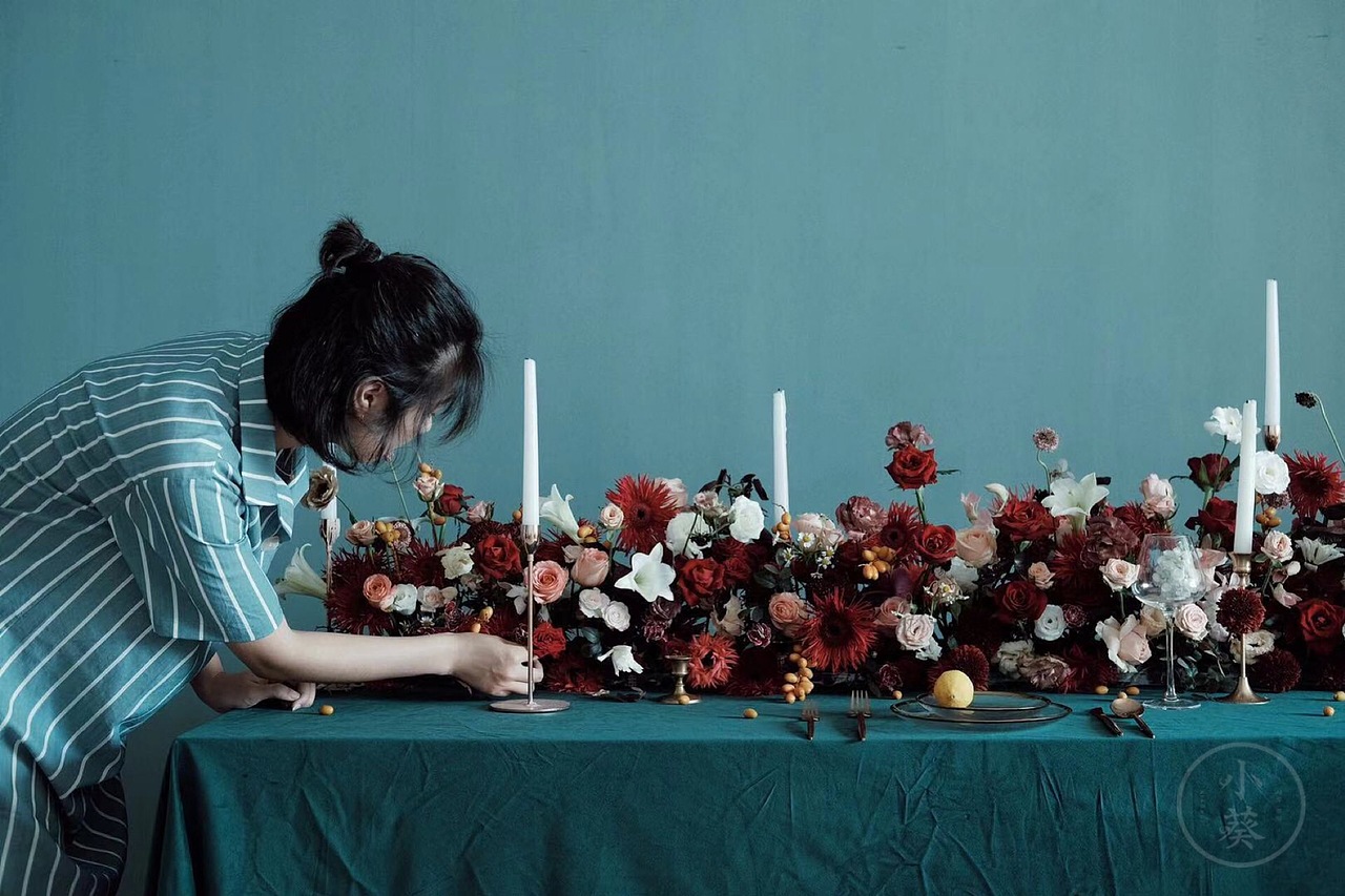 花艺西式长形桌花设计