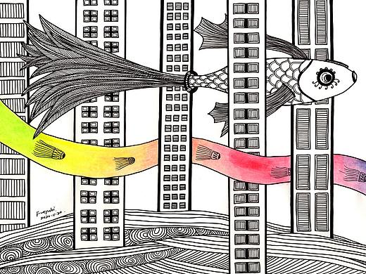【十一月,鱼乐】鱼系列针管笔手绘插画集