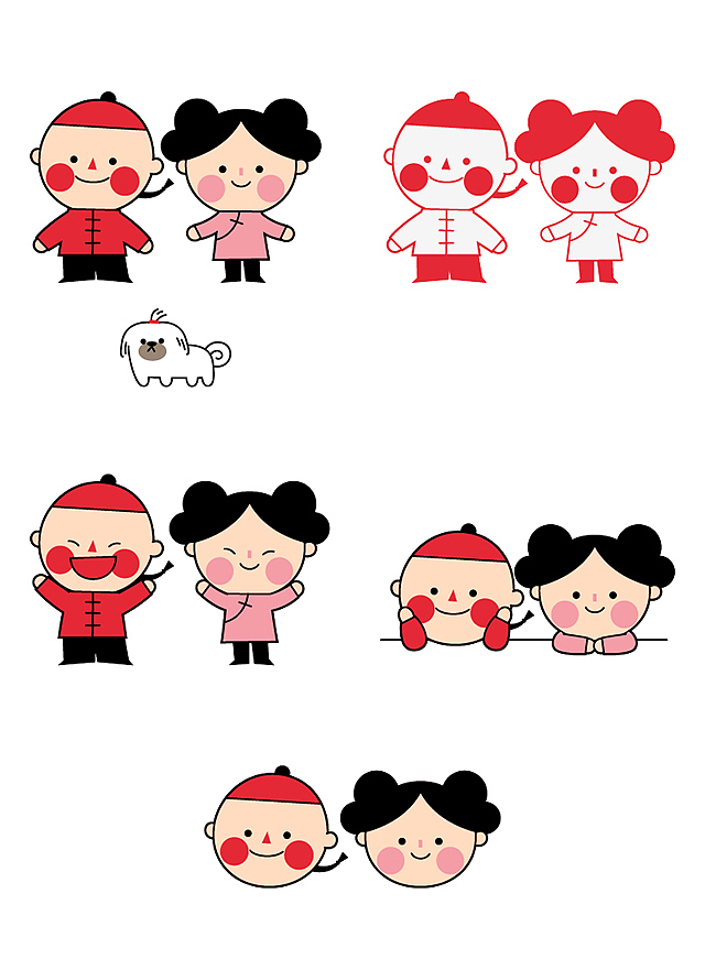 2原创作品平面ip形象吉祥物中国风传统中国娃娃三八妇女节插画系列(1)