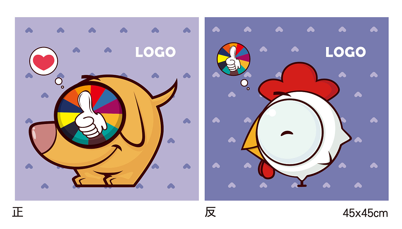 运用两个可爱萌萌哒的卡通动物形象进行