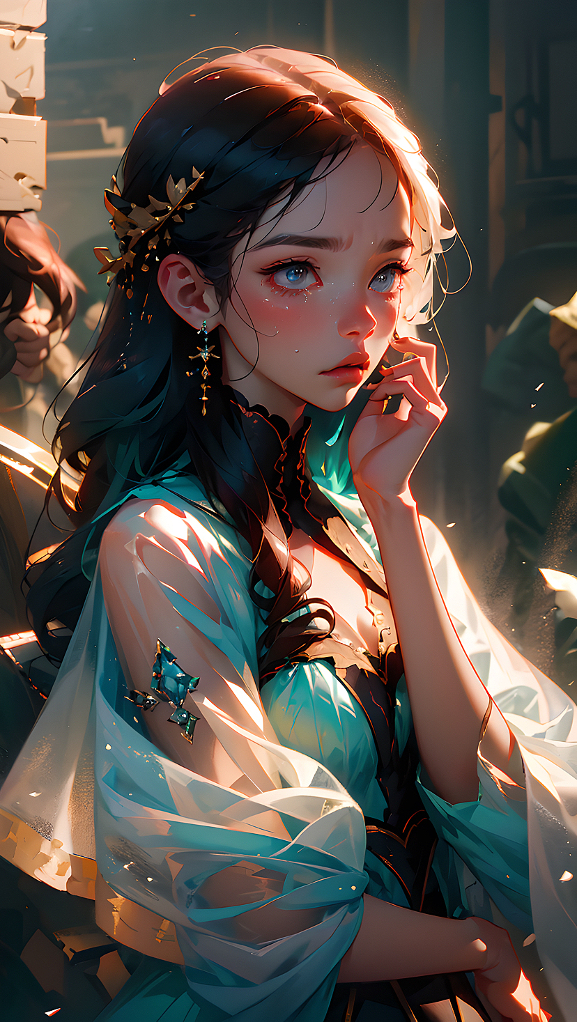 Ai绘画｜人物篇：伤心的少女（图ZMzQzNTEzMDQw） - 商业插画 - 站酷设计师婉艺AI原创素材 - 站酷ZCOOL