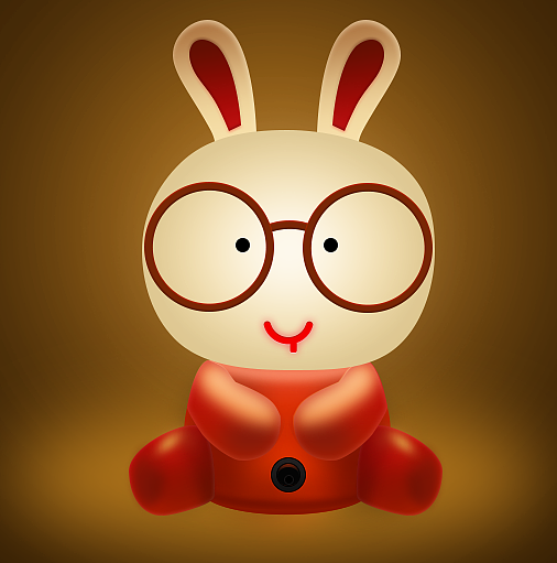 可爱，萌萌的兔纸灯，身体上光线的处理需要多个图层去实现，还有按钮部分，也需要精细。