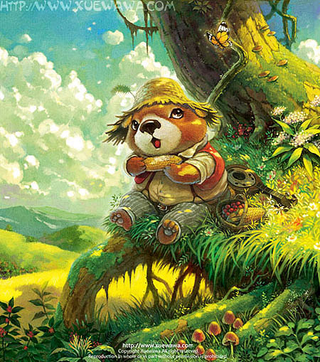 【童画世界 by 雪娃娃】啃包穀的小熊（图ZMzc3NTQ3NTY=） - 商业插画 - 站酷设计师雪娃娃童画原创素材 - 站酷ZCOOL