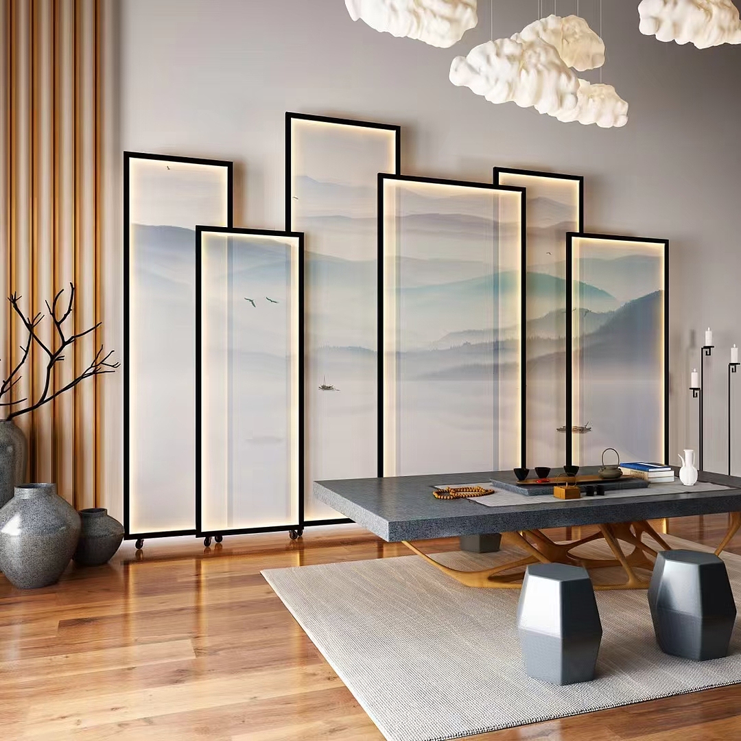 新中式茶室背景屏风应用隔断方案（图ZMjgzNTIwMTQw） - 酒店餐饮设计 - 站酷设计师shunlong2018原创素材 - 站酷ZCOOL