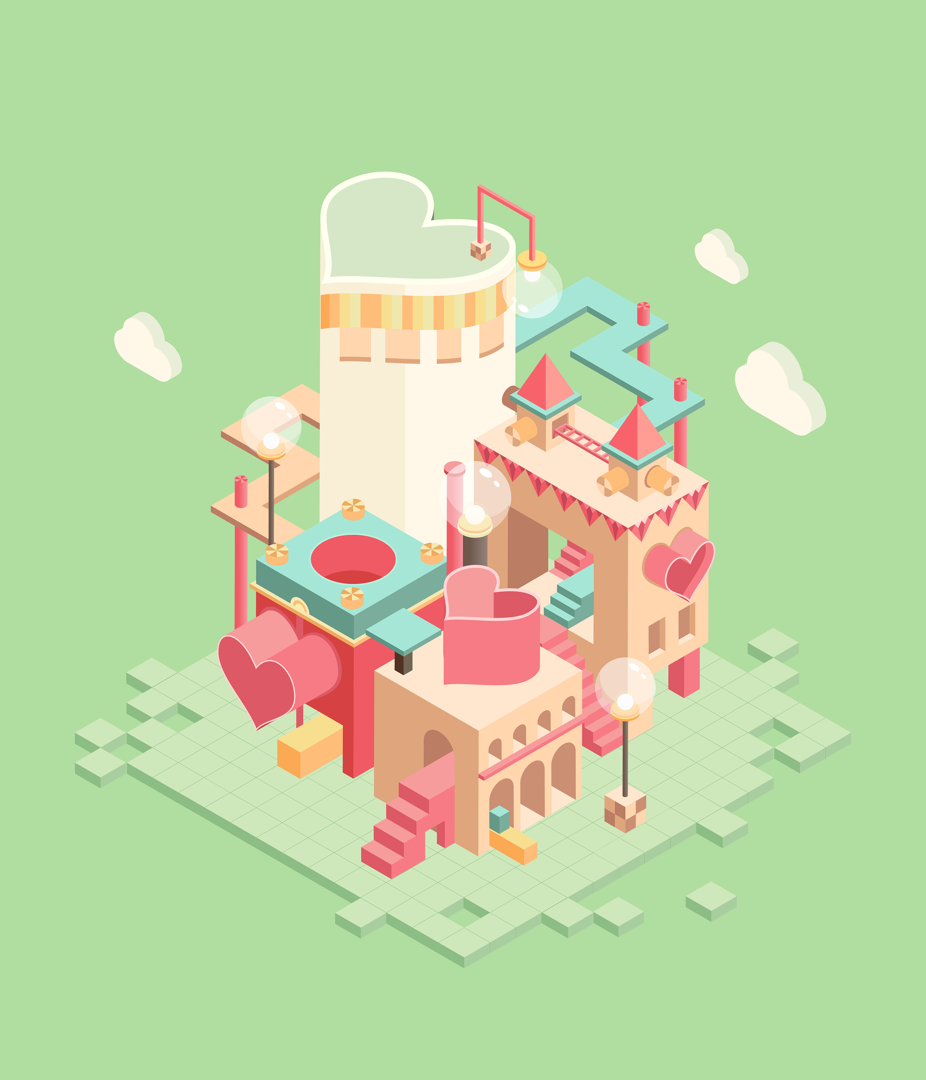 5d风格【爱心工厂篇】|插画|插画习作|nami_nn - 原创作品 - 站酷