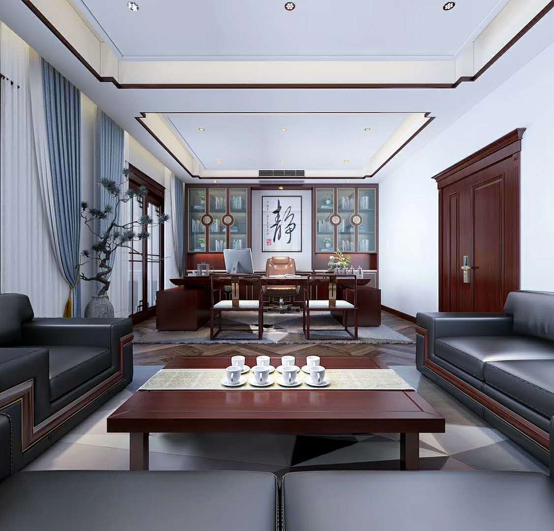 中式古典三居室客厅书柜装修效果图大全-房天下装修效果图