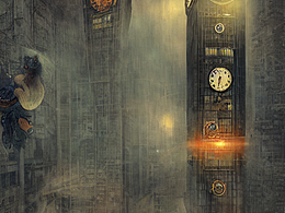 #AI創(chuàng)作實(shí)驗(yàn)室#霧氣中的魔物懸浮于鐘表高樓