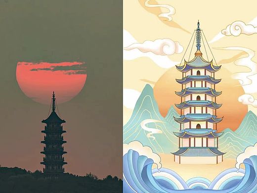 中国传统建筑简单构图｜平面设计