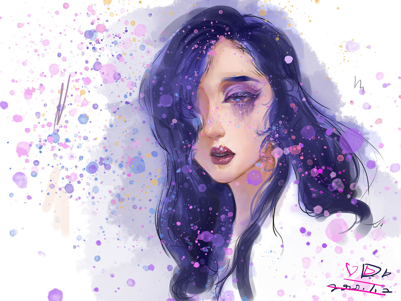 蓝紫色少女|插画|创作习作|短松冈 - 原创作品 - 站酷 (zcool)
