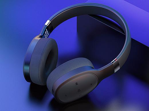 头戴蓝牙耳机建模渲染