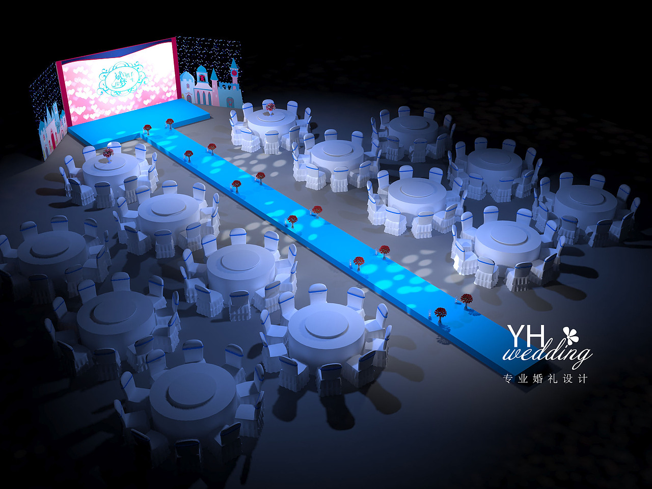 蓝色小城堡+巴黎下午茶 婚礼效果图