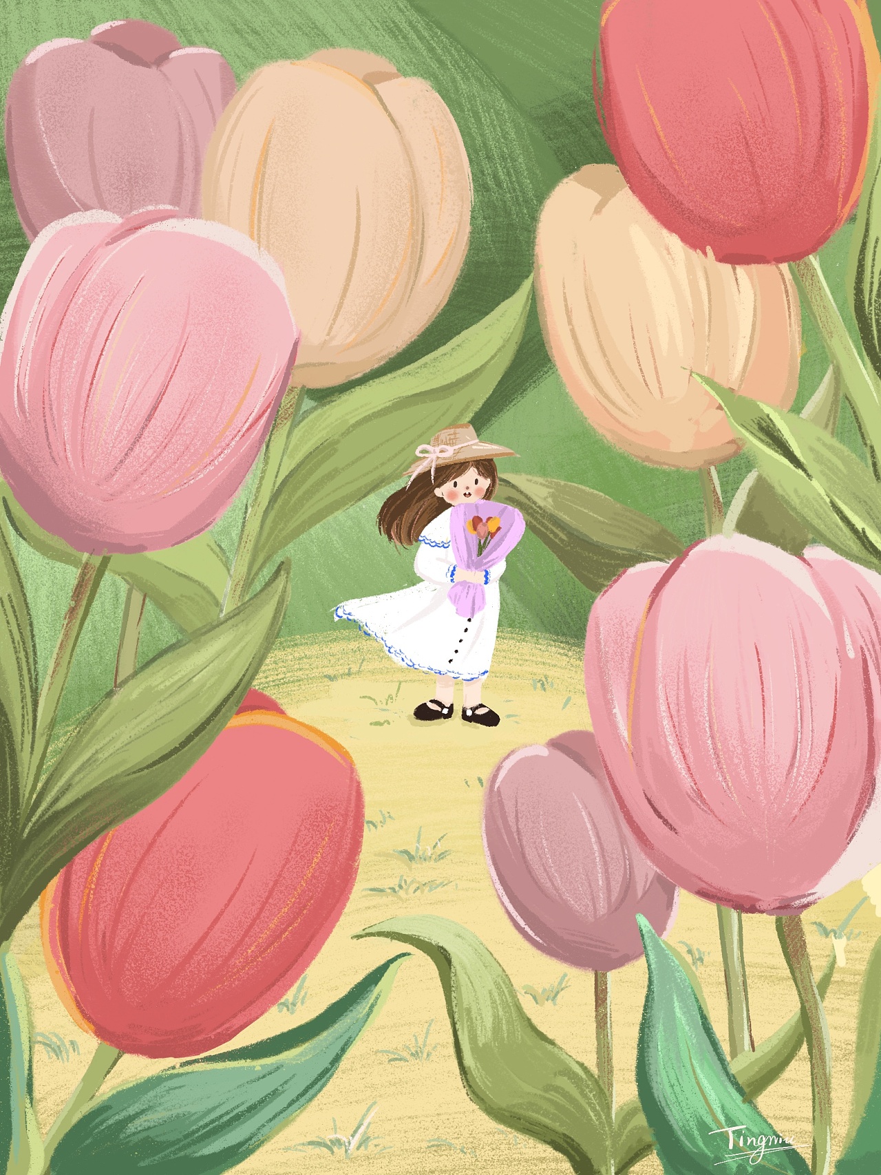 春天|郁金香女孩93|插画|商业插画|z17720363 - 原创作品 - 站酷