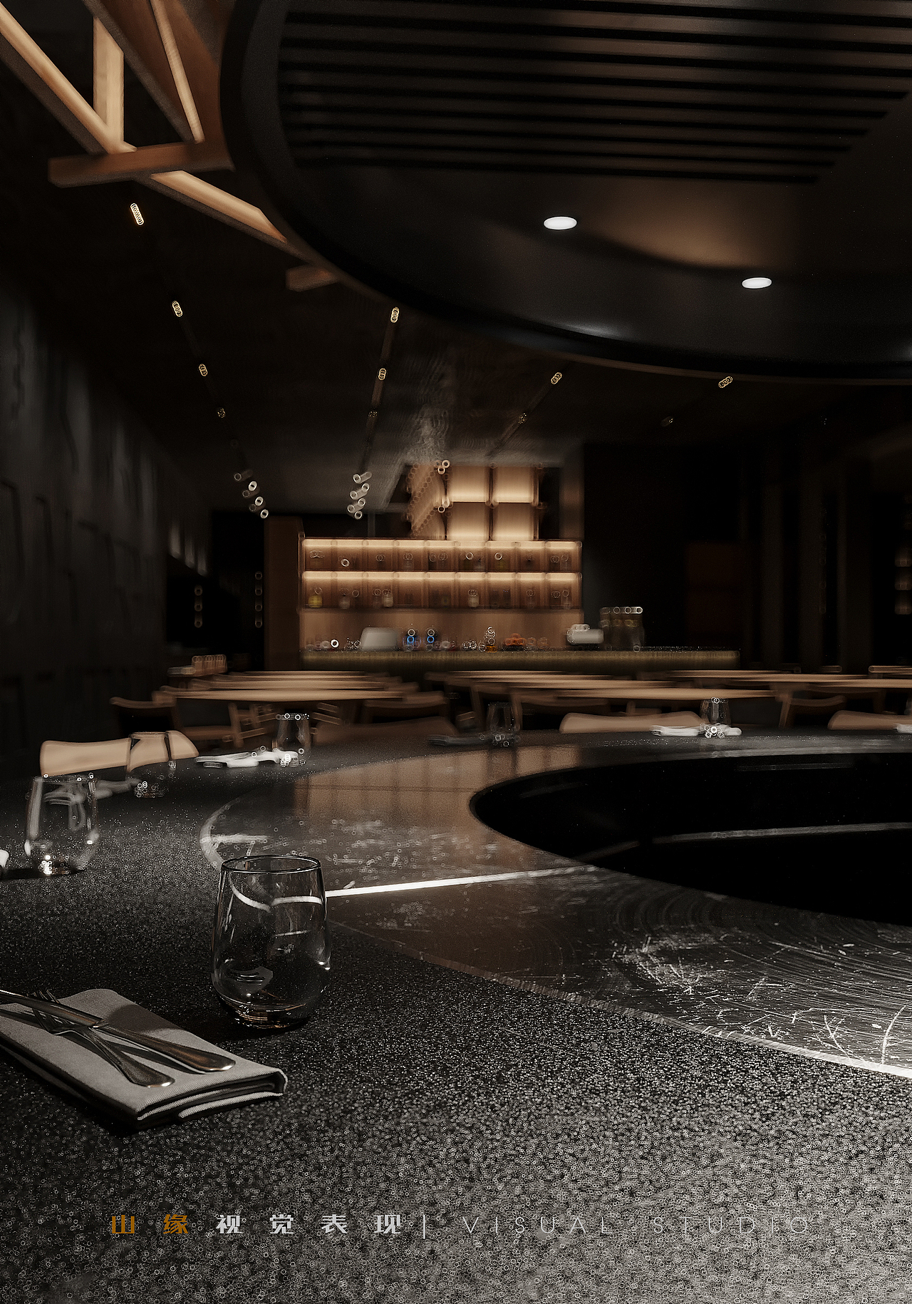 同接上一套,暗黑系风格料理餐厅夜景篇