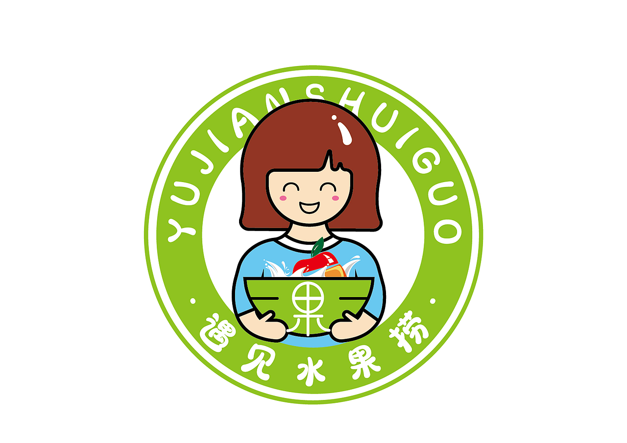 水果捞logo 卡通女孩logo 卡通ip形象设计