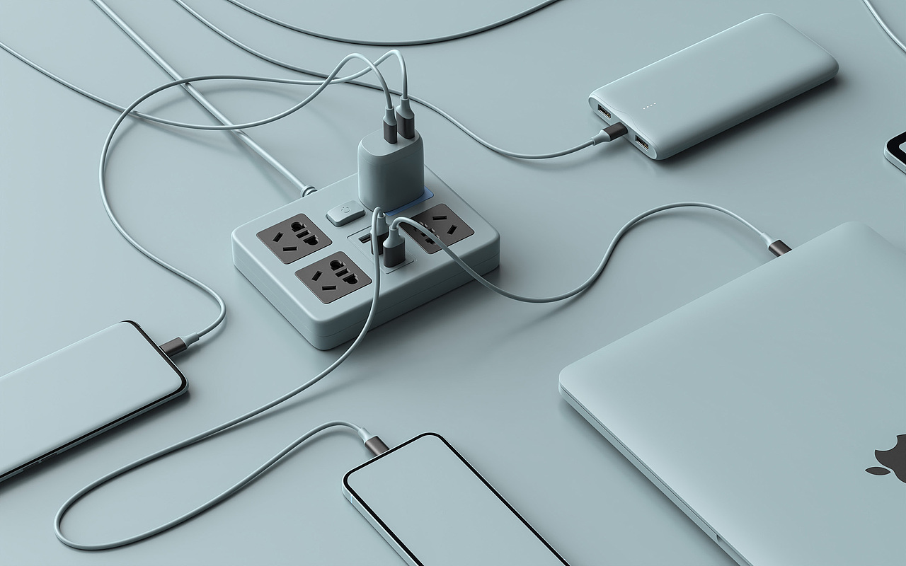插线板【产品渲染】（图ZMjgwMjY1NTI4） - 产品 - 站酷设计师一灯Render原创素材 - 站酷ZCOOL