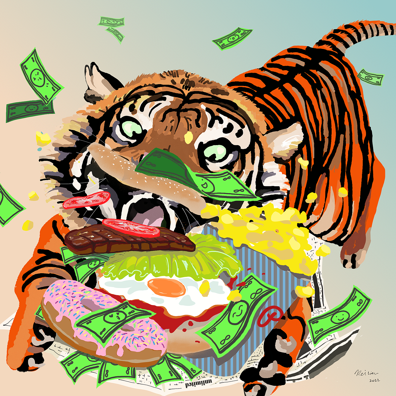 🐯虎年该有的好运都会有哦！（图ZMjkyMzEyNzI0） - 商业插画 - 站酷设计师毛毛蟲Kess原创素材 - 站酷ZCOOL