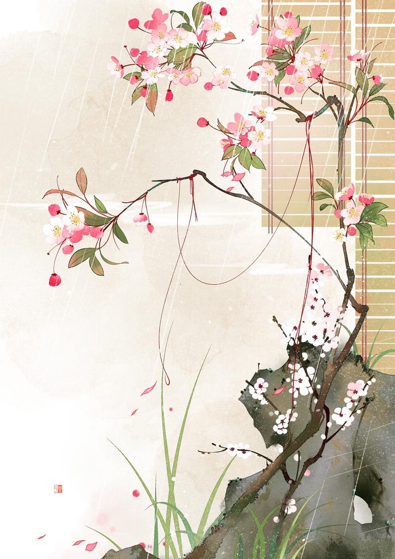 海棠微雨|插画|商业插画|乐乐乐兮 - 原创作品 - 站酷 (zcool)