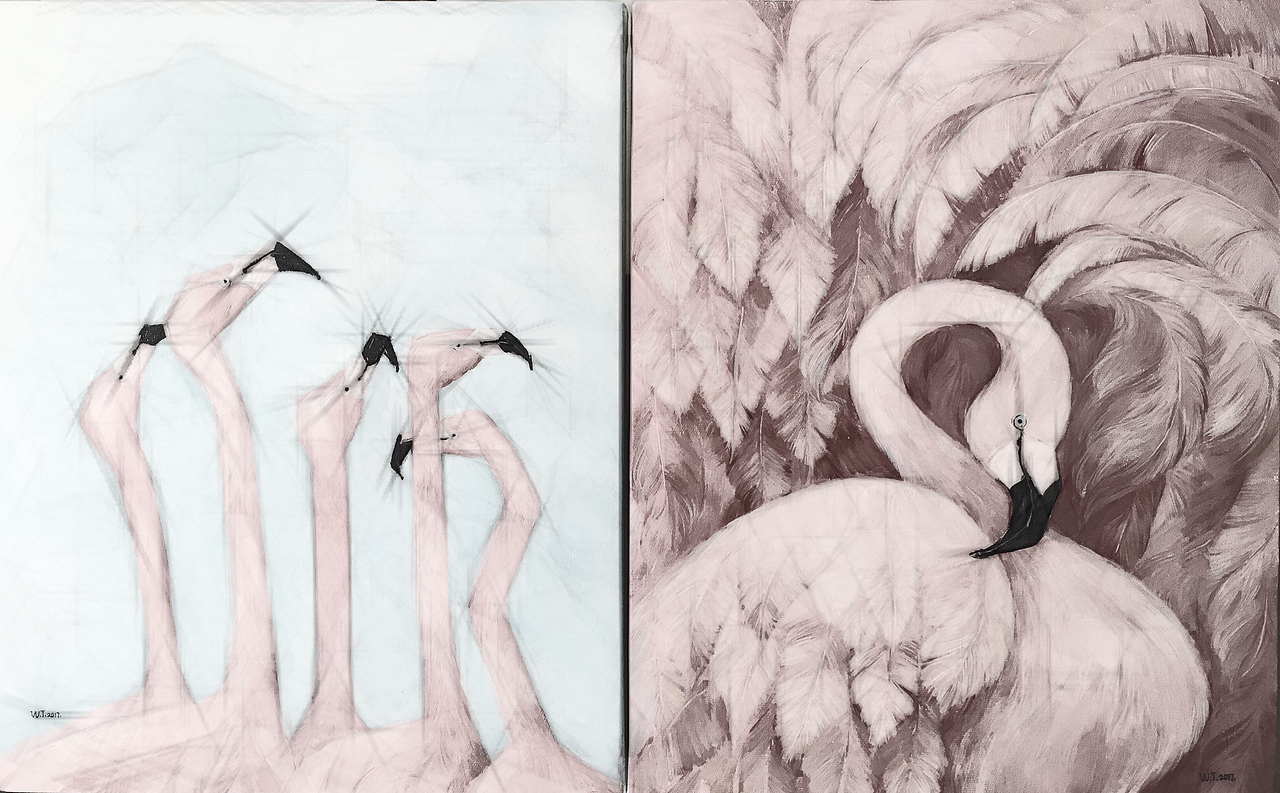 火烈鸟装饰画（图ZMTQxMjkzNjg0） - 绘画 - 站酷设计师w吴花花原创素材 - 站酷ZCOOL