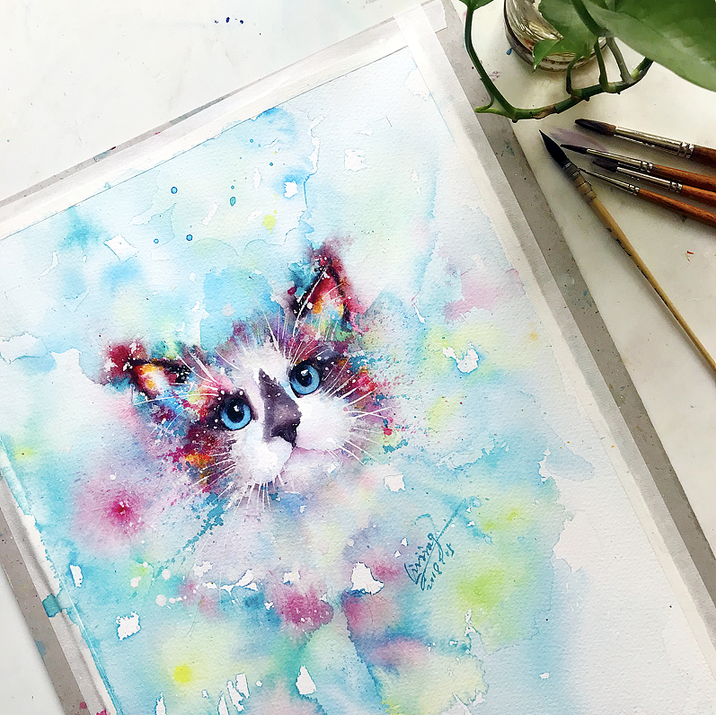 水彩下的貓青年（圖ZMTE0ODYxNDI4） - 商業(yè)插畫 - 站酷設(shè)計(jì)師lvireland原創(chuàng)素材 - 站酷ZCOOL