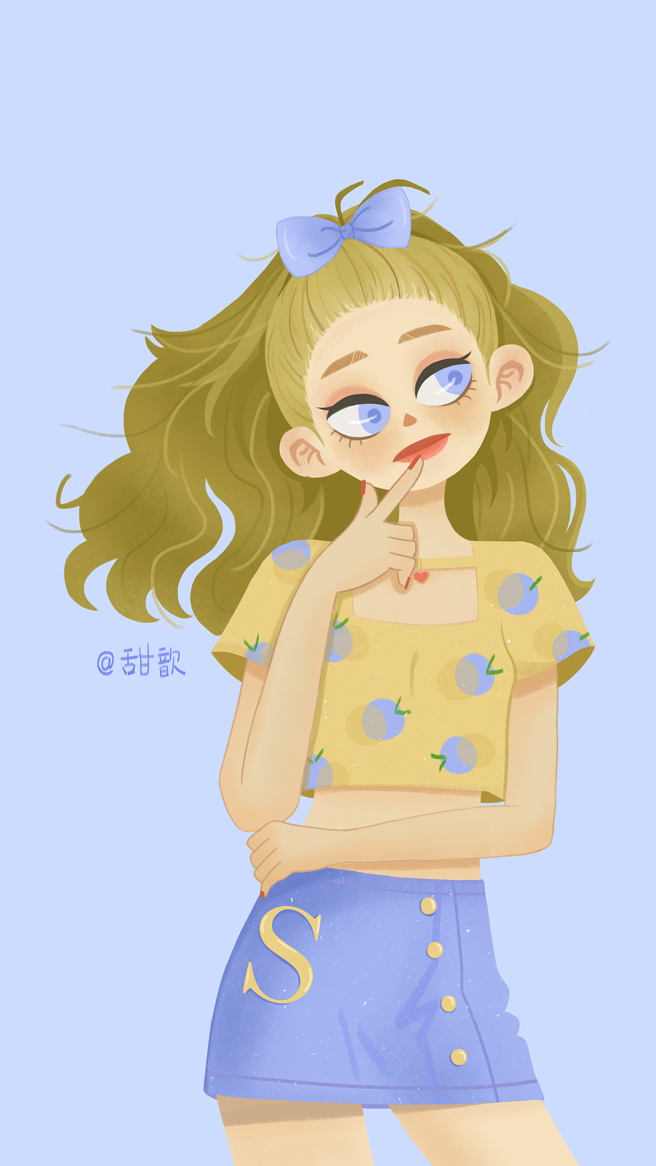 森女系女孩手绘插画